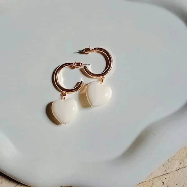 White Heart Drop- Earrings